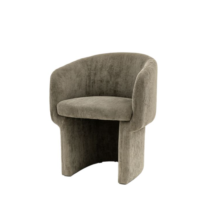 Finsbury Curved Tub Dining Chair In A Smooth Grey/Green Fabric