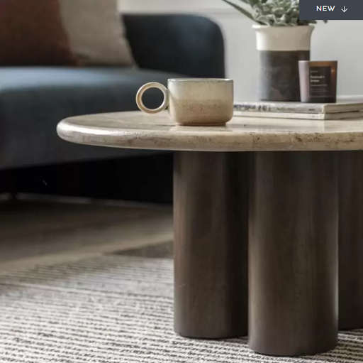 Manhatton Coffee Table, Dark Mango Wood, Natural Stone