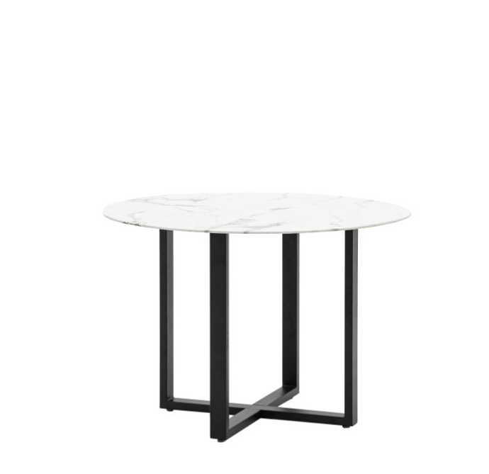 Dallas Round Dining Table, White Marble Effect