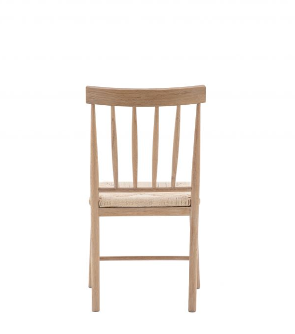 Stockton Farmhouse Dining Chair In Natural Wood & Woven Rope Seat - Set Of 2