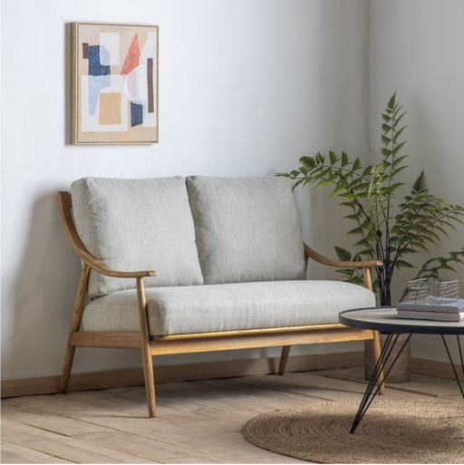 Altea 2 Seater Sofa, Natural Linen, Oak Frame