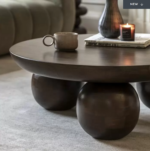 Sculpt Coffee Table, Mango Wood, Round Top