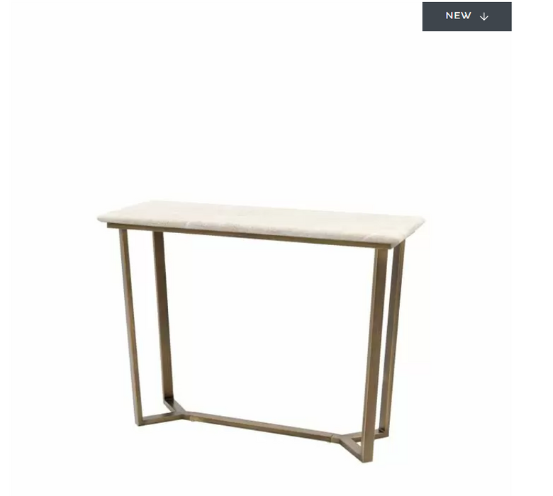 Montpellier Console Table, Off White Stone Effect, Bronzed Brass