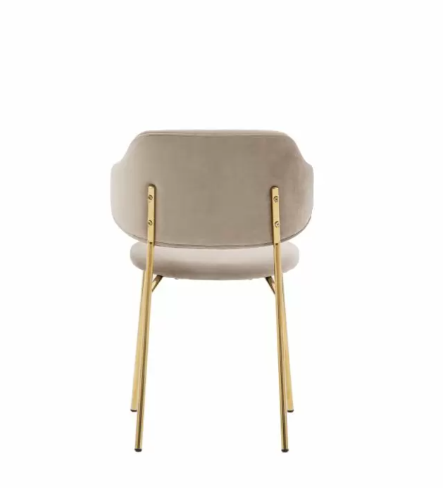 Whitley Dining Chair In Taupe Fabric & Gold Metal Legs - Set of 2