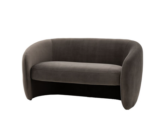 Florence 2 Seater Sofa, Espresso Fabric Curved, Smooth Rounded Back