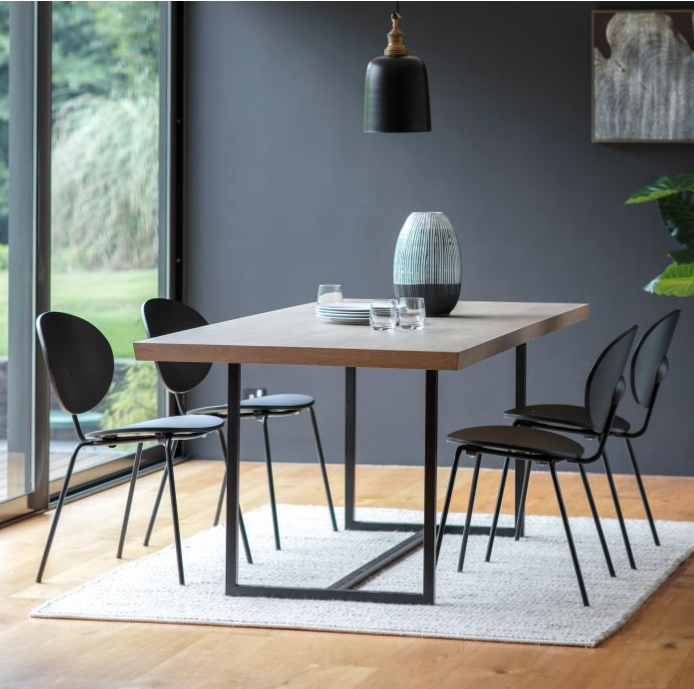 Boden Rectangle Dining Table, Natural Oak Top & Black Legs