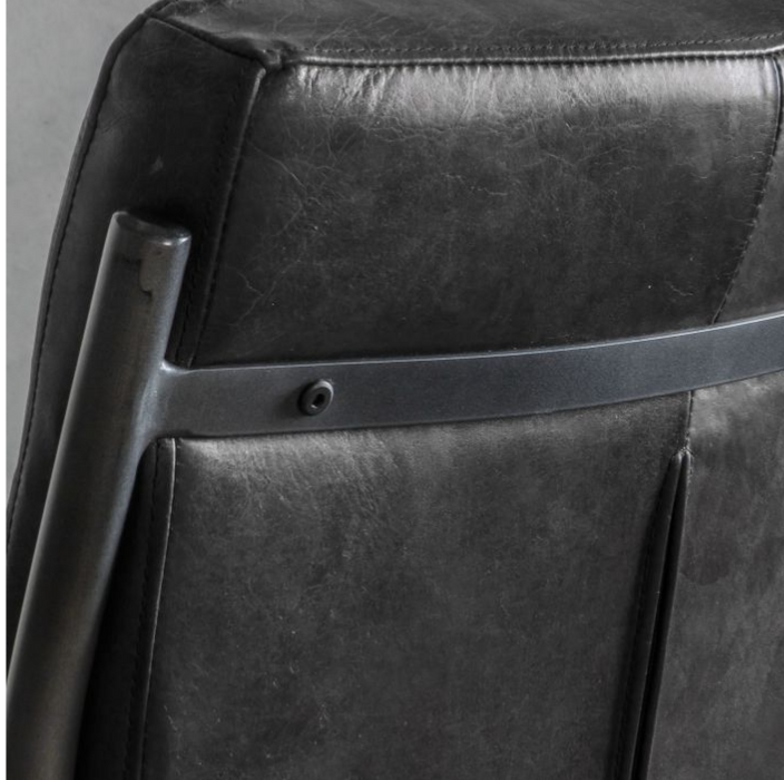 Naples Dining Chair With Black Leather & Black Iron Frame