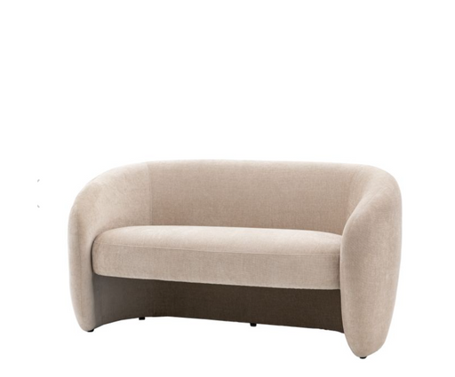 Florence 2 Seater Sofa, Cream Fabric Curved, Rounded Back