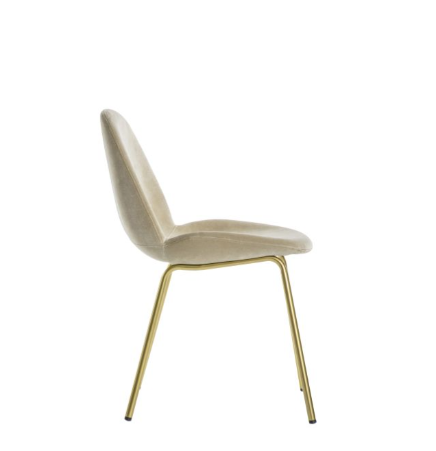Ashford Dining Chair, Oatmeal Velvet, Gold Metal Legs - S/2