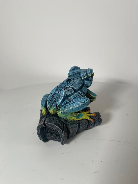 African Tree Frog Blue/Yellow Sculpture