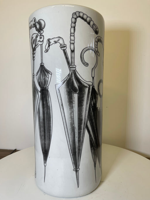 Umbrella Stand Holder Vase, Black, White, Ceramic, Umbrella Design, 47 x 21 cm