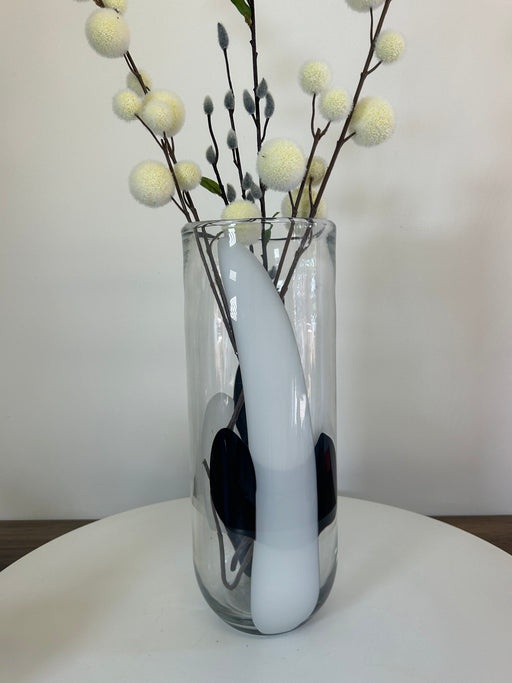 Flower Stem Vase, Clear Glass, Black, White 