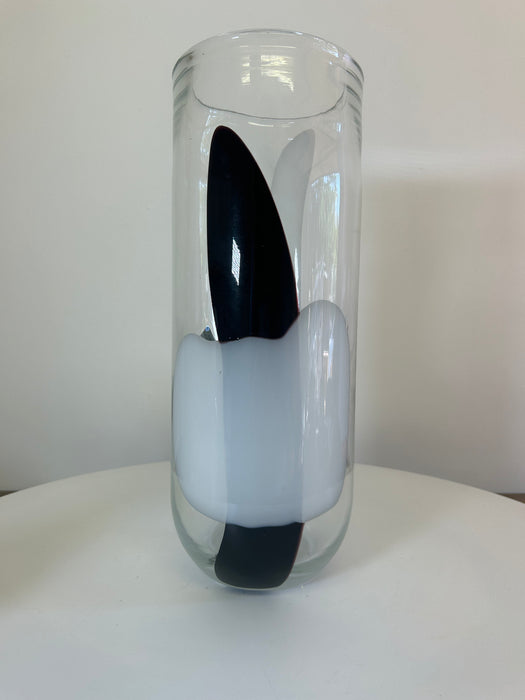 Black & White Clear Glass Flower / Stem Vase