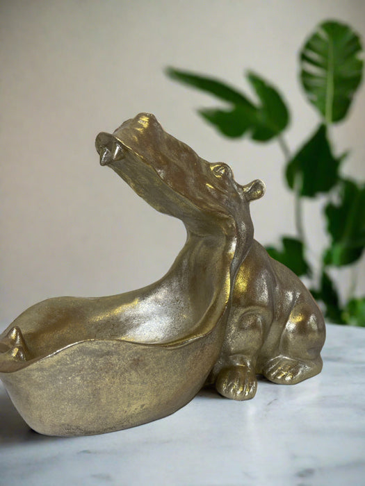 Decorative Bowl, Dish, Gold Hungry Hippo, 27 x 33 cm (Due Back In Mid August)