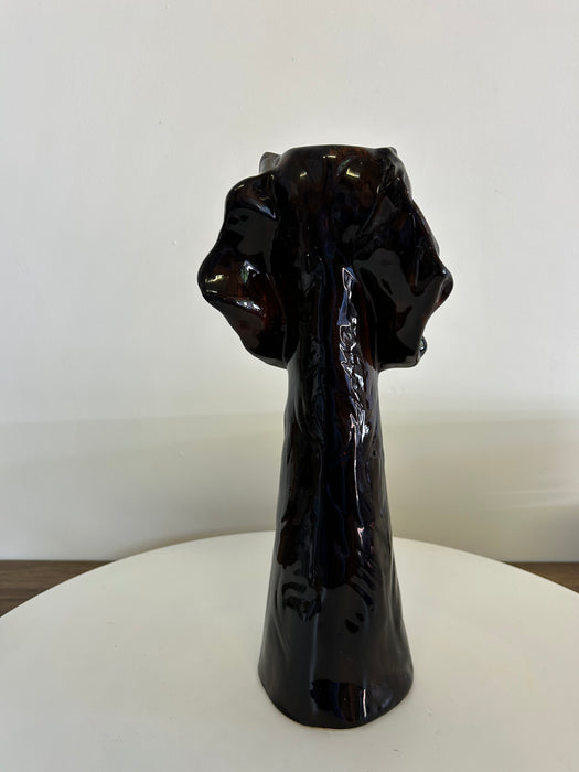 Dachshund Flower Stem Vase, Tall, Ceramic, Black