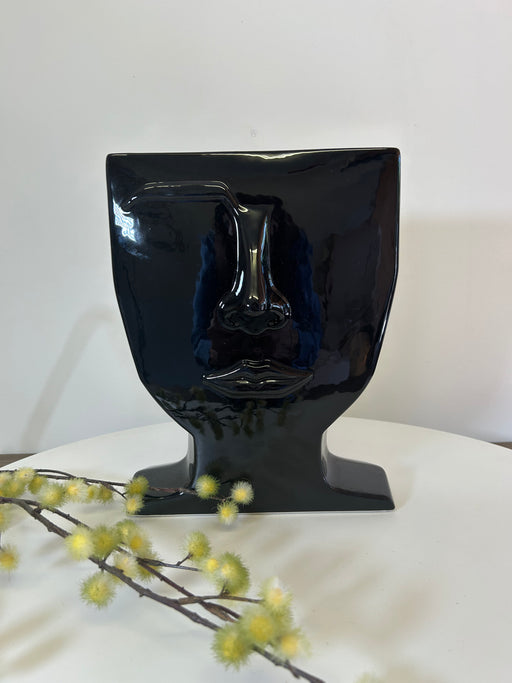  Home Decor Face Vase, Black, Ceramic
