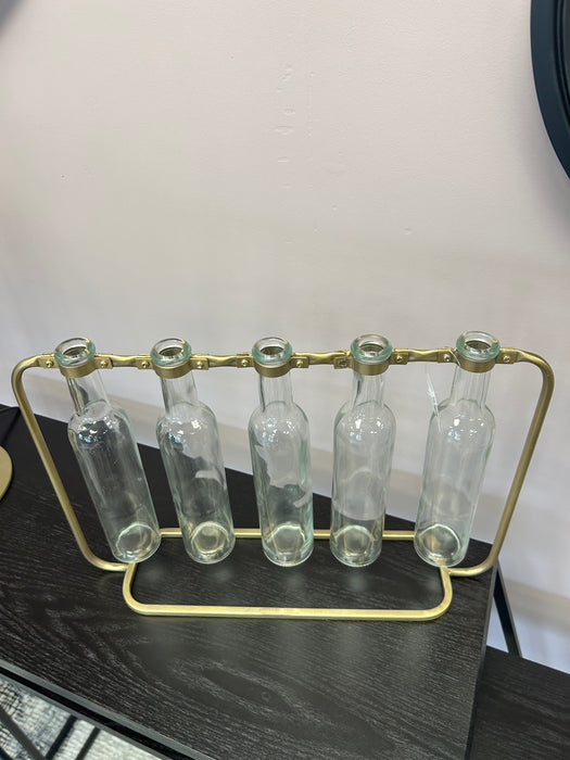 Gold & Clear Glass Bottle Bud Vase