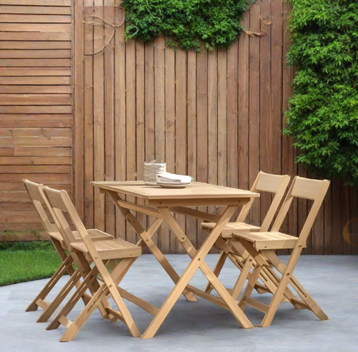 Lincoln Outdoor Folding Chair, Natural Acadia Wood, Set of 2