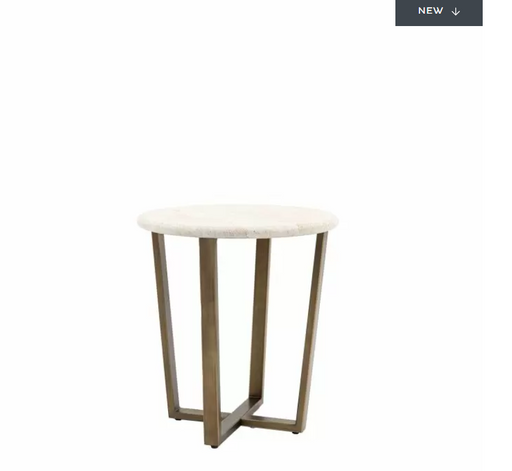 Montpellier Side Table, Off White Stone, Bronzed Brass