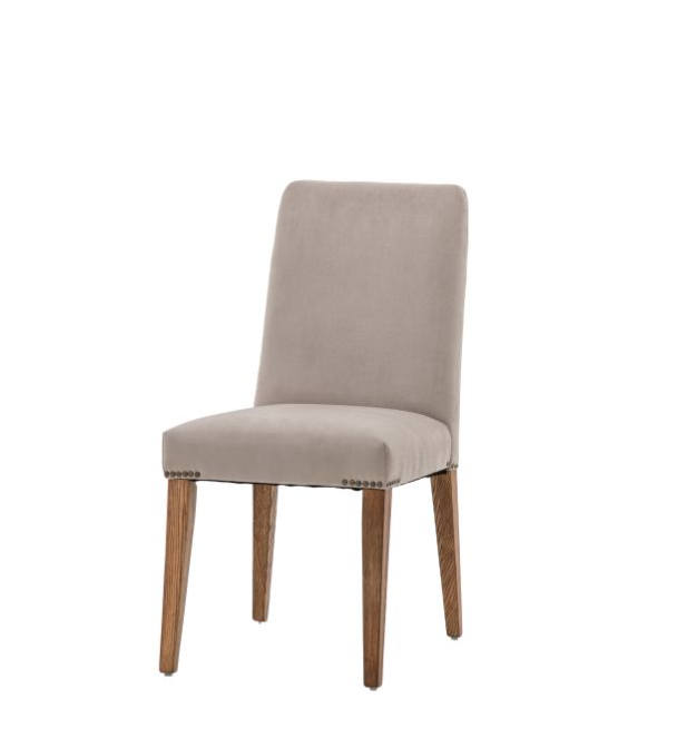 Belgrave Dining Chair In Dove Velvet With Oak Legs - Set Of 2