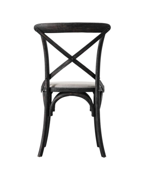 Paris Dining Chair In Natural Linen Seat & Black Wood Frame - Set of 2