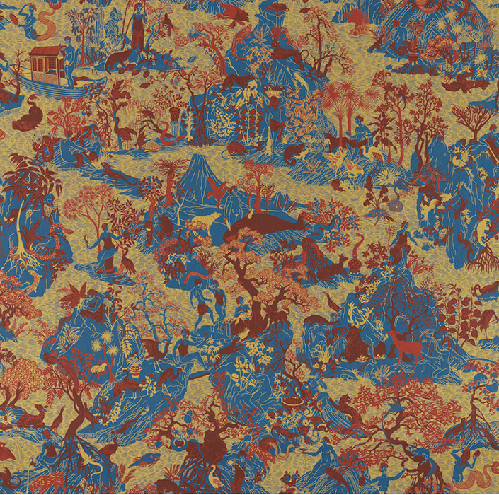 Zoffany Wallpaper - Cotswold Manor - Avalonis (Sold by the metre) - Como Blue/ Koi