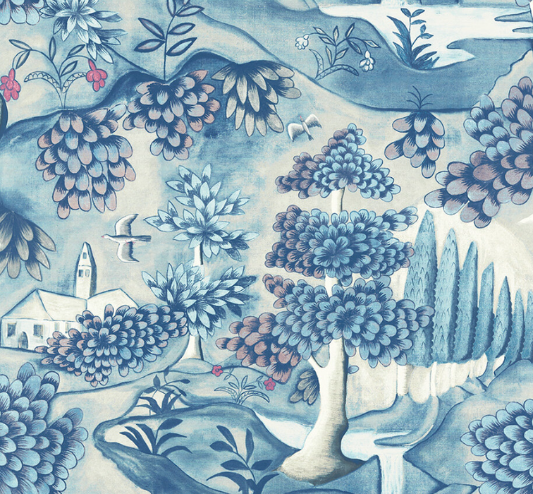 Zoffany Wallpaper - Cotswold Manor - Verdure (Sold by the metre) - Indigo