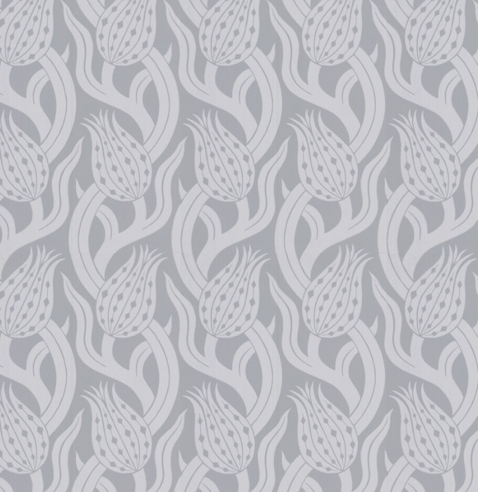 Zoffany Wallpaper - Kensington Walk- Persian Tulip - Quartz Grey