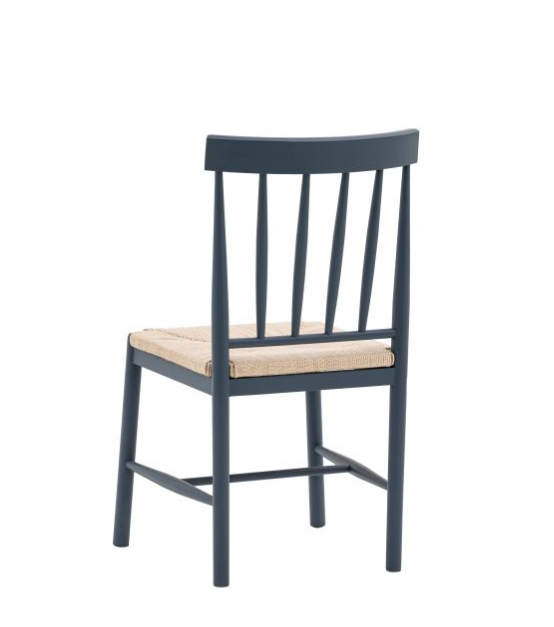 Stockton Farmhouse Dining Chair In Black Wood & Natural Woven Rope - Set Of 2