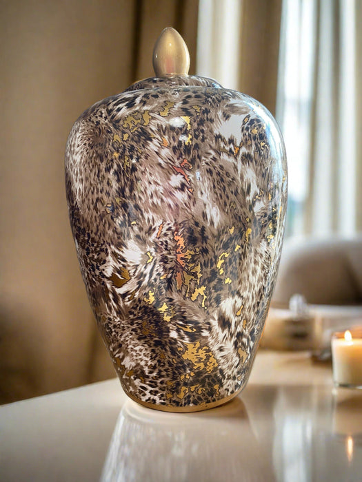 Crofton Ceramic Lidded Jar, Leopard Print - Large