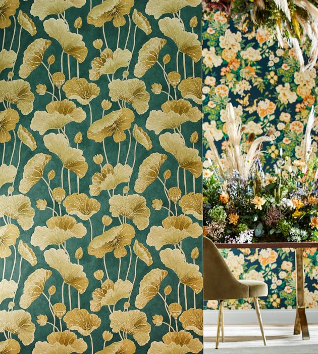Lotus Leaf Metallic Wallpaper by Sanderson
