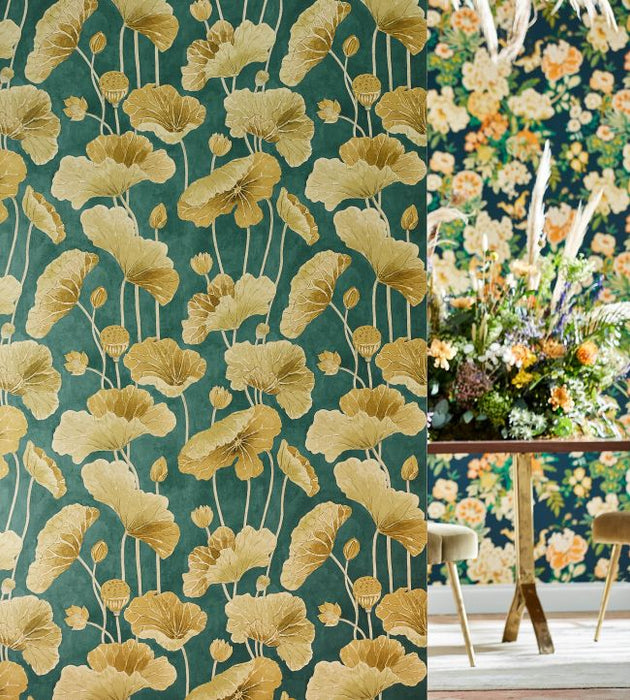 Lotus Leaf Metallic Wallpaper by Sanderson
