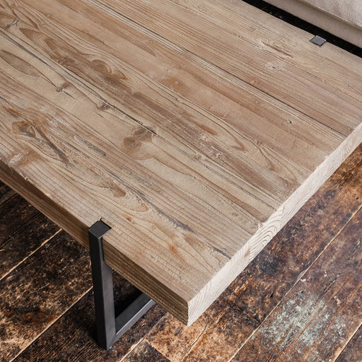 Shelby Coffee Table, Natural, Recycled Pine Top, Steel Legs