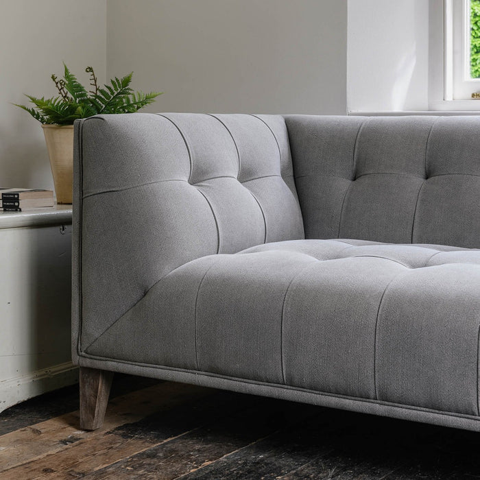 Chester 3-Seater Sofa, Grey Cotton, Oak Legs