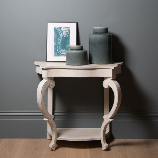 Berkeley Hall Console tables, Distressed White, Curved Legs