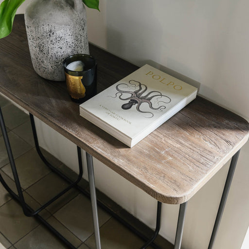 Berkeley Console Table, Natural, Recycled Elm Top, Steel Legs