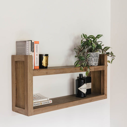 Berkeley Wall Shelf, Natural Recycled Elm, Double 
