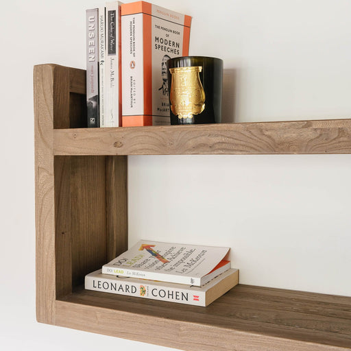 Berkeley Wall Shelf, Natural Recycled Elm, Double 