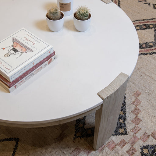 Berkeley Round Coffee Table, White Pine, Concrete Top