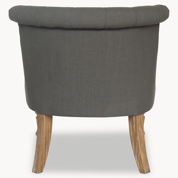 Verona Bedroom Chair, Dark Grey, Button Back, Oak