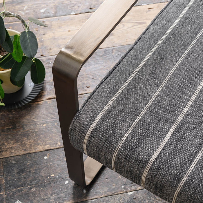 Verona Armchair, Striped Fabric, Iron Framed