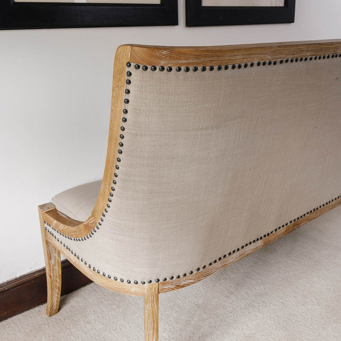 Verona Bench, Wood Framed, Brown  Polyester, Upholstered