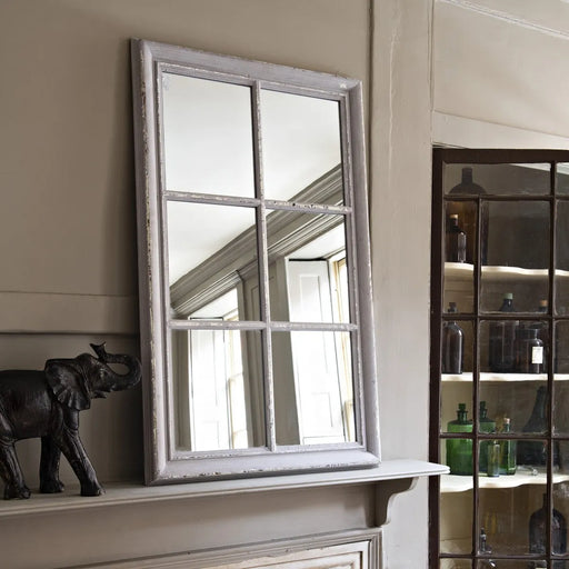Langham Wall Mirror, Grey Paulownia Wood, Panel, Window Mirror