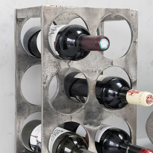 Metro Polished Wine Rack, Silver, Aluminium, 6 Bottle