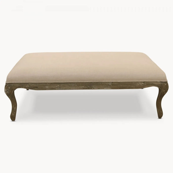 Liberty Coffee Table, Natural Oak, Polyester Cotton Top, Beige Padded