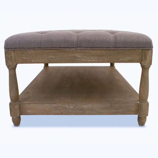 Liberty Coffee Table, Natural Oak, Soft Grey, Cotton, Buttoned