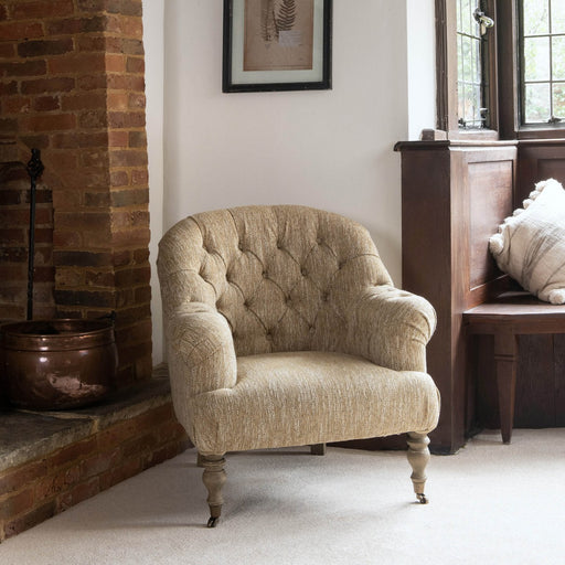 Liberty Armchairs, Oak, Brown Cotton, Upholstered, Occasional Chair
