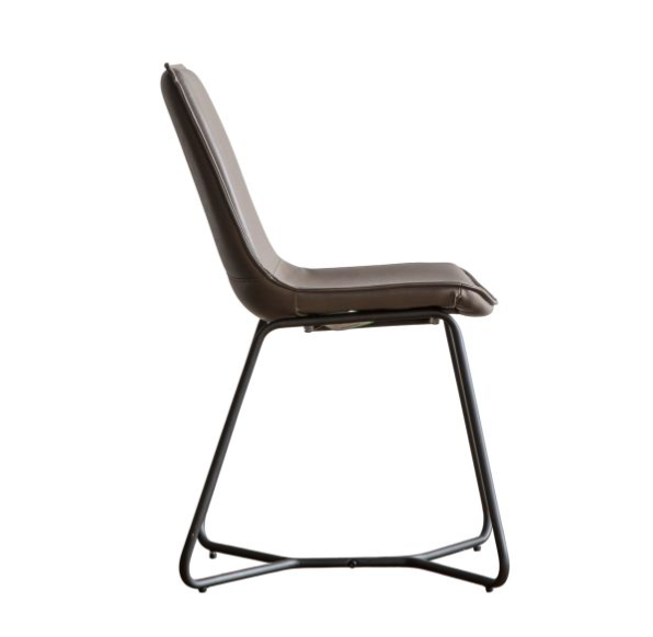 Conrad Dining Chair In Ember Leather & Metal Legs