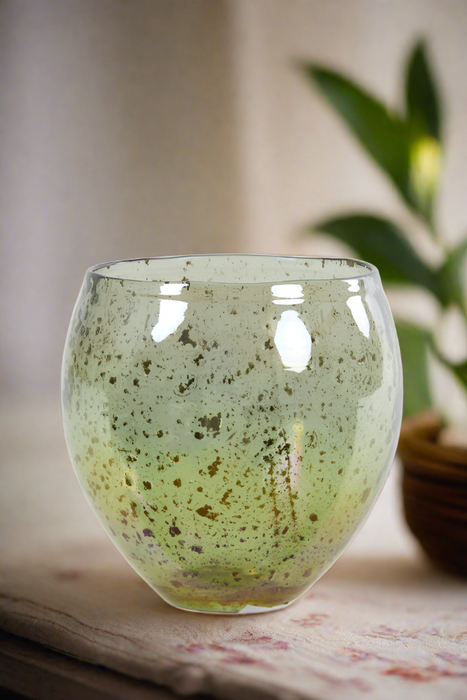 Tiki Tealight Holder in Glass Stone Green - 15cm