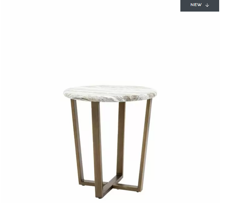 Burlington Side Table, Grey, White Marble, Bronzed Brass Metal
